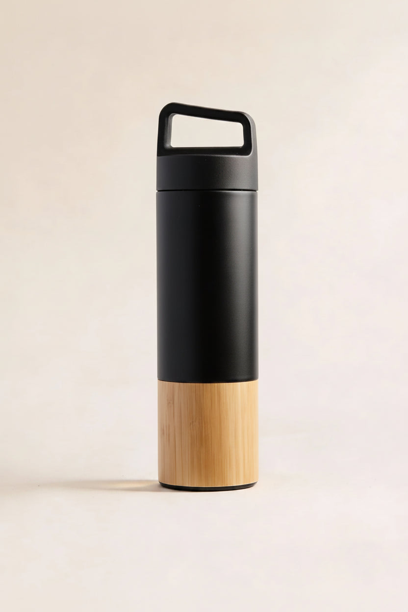 Bamboo & Stainless Steel Thermos with Tea Infuser — 530ml